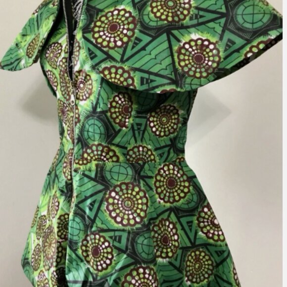 African-Inspired Blouson-Style Zippered Top - Picture 2 of 3